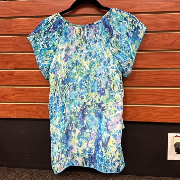 Blue Abstract Flower Flutter Blouse + Sandals *SET* - Picture 5 of 16